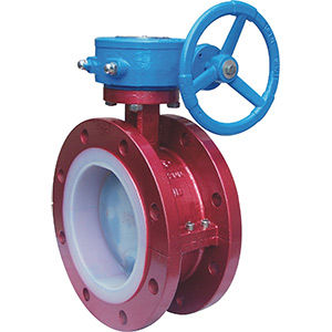 D341F46蝸輪式襯氟法蘭蝶閥